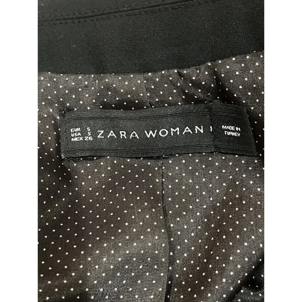 Zara Woman Blazer Womens Small Black Puff Shoulder One Button Lined Jacket